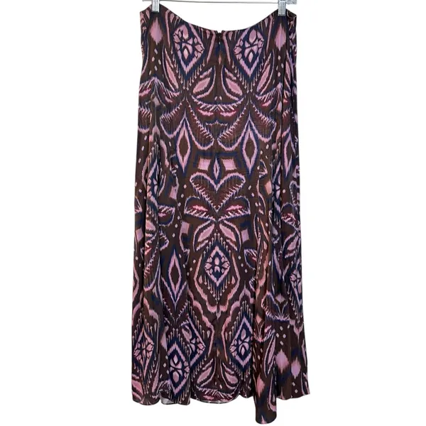 Farm Rio Bohemian Silky Satin Pineapple Ikat A-Line Midi Maxi Skirt Size Large - Image 10