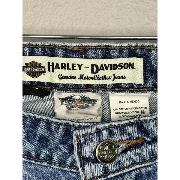Harley Davidson Jeans Women 10 Blue Straight Leg Embroidered Logo Denim - Image 3