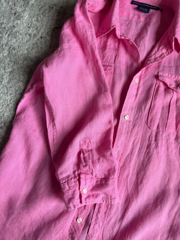 Ralph Lauren Sport hot pink linen shirt woman's size 14 - Image 4