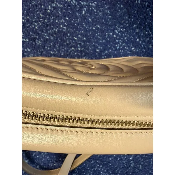Gucci Crossbody Bag Womens Small Beige Leather GG Marmont Camera Made In Italy - Image 13