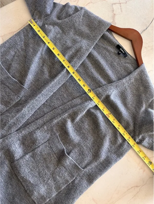 Quince 100% Merino Wool Open Front Cardigan Sweater Pockets Gray Women’s Medium - Image 8