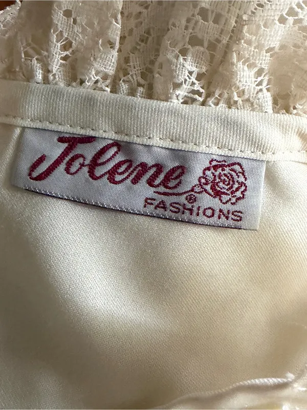 Vintage 60s Jolene Fashions Cream Lace Blouse Button Down Size S - Image 4