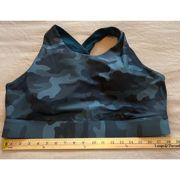 Fabletics Blue Camo Crossback Sports Bra High Neck 2X - Image 2