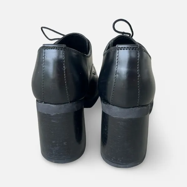 Vintage Y2K Steve Madden Black Leather Chunky Heel Oxford Shoes Size 7.5 grunge - Image 7
