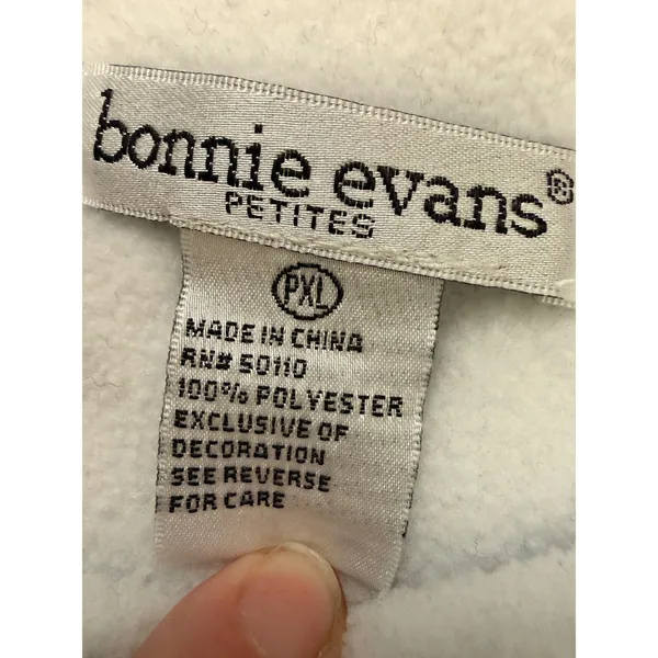 Vintage 90s Bonnie Evans Petites Bird Embroidered Double Collar Fleece Petite M - Image 3