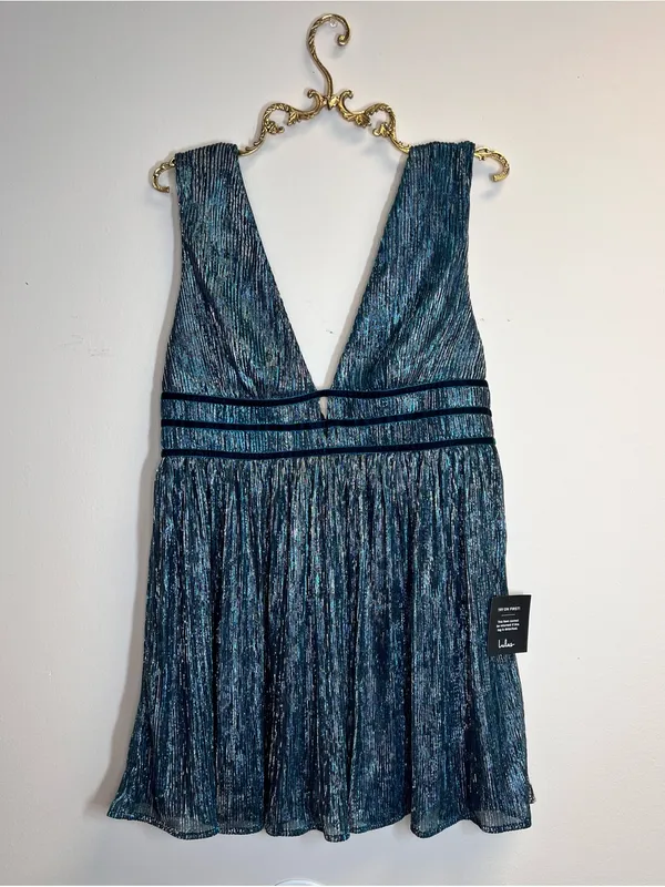 Lulu's Smokeshow Teal Metallic Mini Dress - Image 7