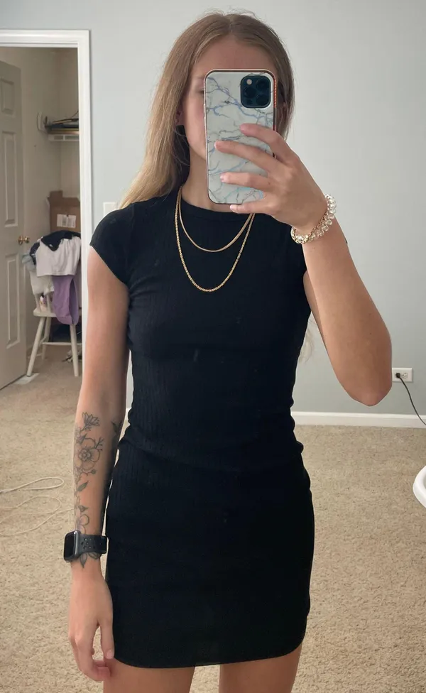 SheIn black ribbed mini dress - Image 2