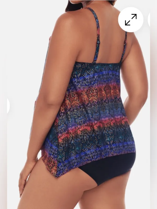 New Miraclesuit Tramonto Belle Peephole High Neck Tankini Top Bronze Multi 12 - Image 2