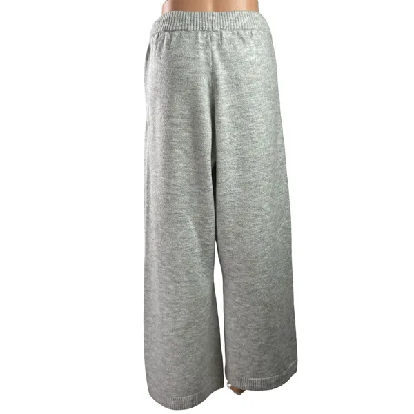 Oner Active Women's Gray Knit High Waisted Wide Leg Baggy Palazzo Sweat Pants Size M - Image 3