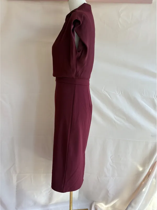 Express Women's Burgundy Sleeveless Midi Dress Size S with Multi-Strand Beaded 3 - Image 3