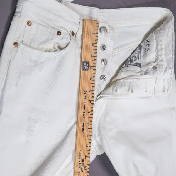 Levi's 501 Skinny Jeans‎ Women 28 White Distressed Button Fly High Rise Denim - Image 14