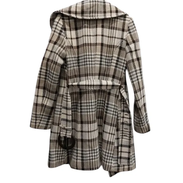 Soia & Kyo Wool Plaid Belted Fall Coat Oversized Asymmetrical Collar Canadian M - Image 3