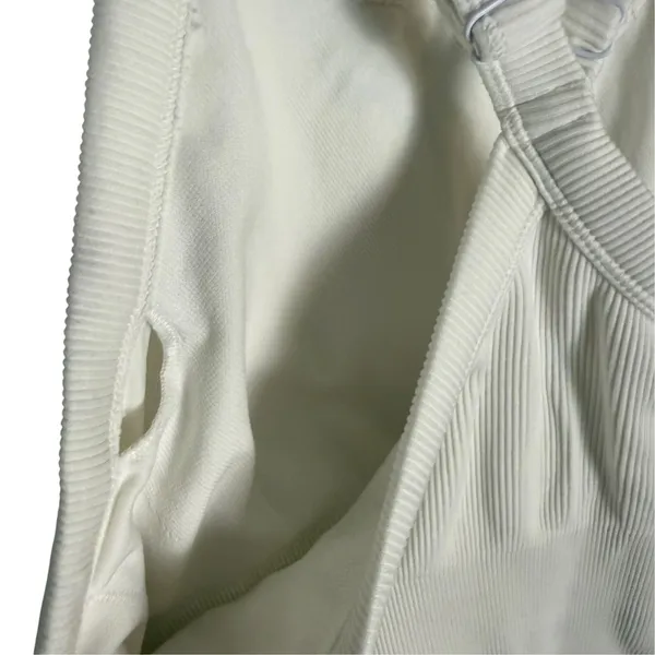 Alo Yoga White Seamless Ribbed Favorite Bra Cropped Athleisure Gym Tank Top S - Image 4