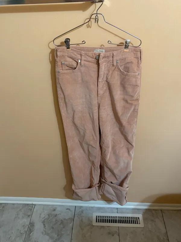 Anthropologie Pilcro Scotty Cuffed High Rise Straight Leg Pink Corduroy Pants - Image 3