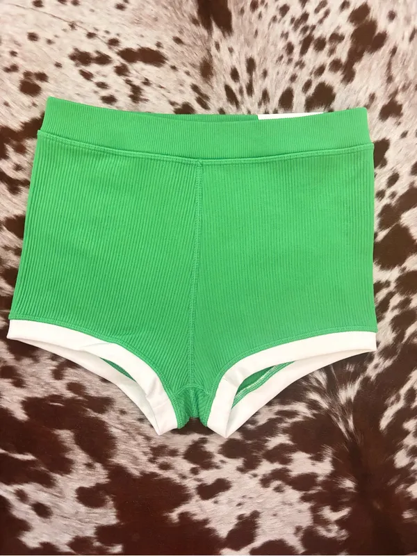 Aerie offline Green Ribbed Women's Shorts with White Trim NWT‎ - Image 4