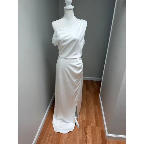 Show Me Your Mumu Jodie Dress Ivory White Luxe Satin Size Medium - Image 4