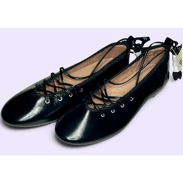 No Boundaries Corset Ballet Flats Black Lace Up Ankle Tie Womens Shoes Sz 7 NWOB - Image 2