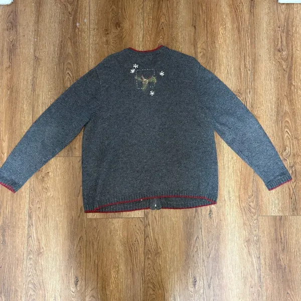 Croft & Barrow Embroidered Christmas Cardinal Sweater Womens XL Wool Angora Gray - Image 8