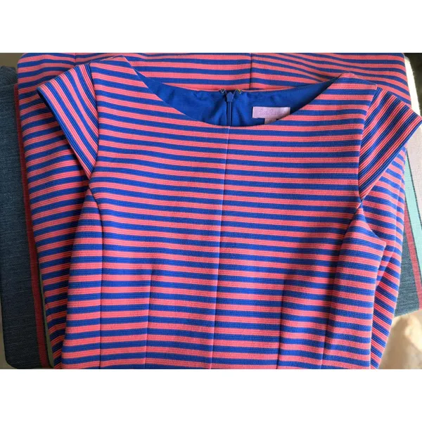Lilly Pulitzer Pink Blue Striped Fit & Flare Dress Medium Preppy Resort - Image 7