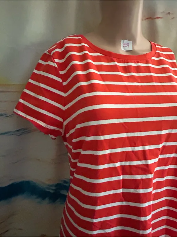Old Navy Women’s Striped Orange & White Casual Tee Dress LG NWT - Image 5