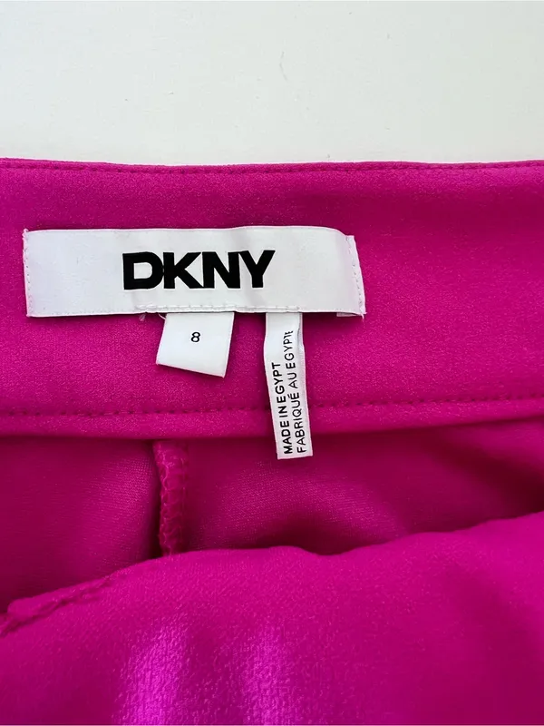 DKNY Women's‎ Wide Leg Fuchsia Pink Classic Crepe High Rise Trouser Pants - Image 4