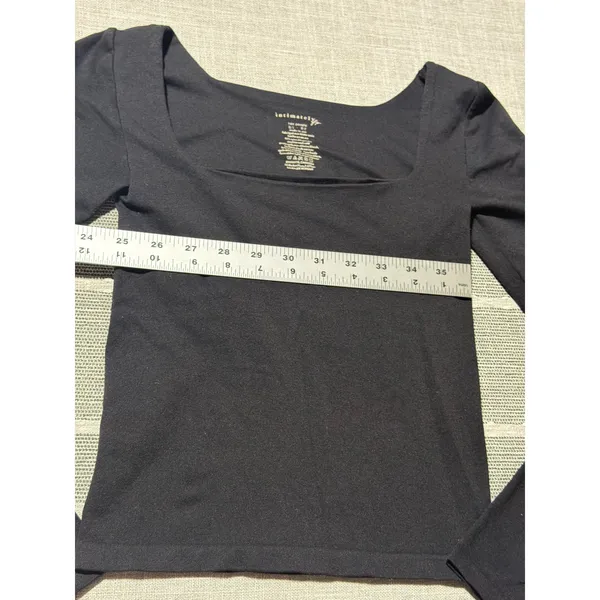 Free People Intimately Square Seamless Long Sleeve Top Black XS/S Built-in Bra - Image 3