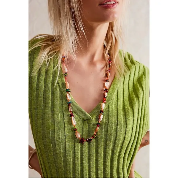 Free People Ariana Ost At The Market Necklace Pink NWT Belly Chain Shells Beach - Image 3
