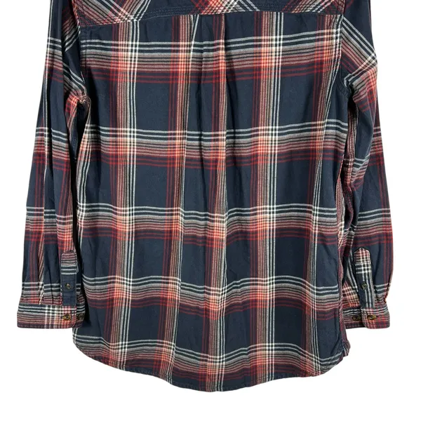 Carhartt Farwell Pullover Henley Flannel Shirt Large Navy Red Plaid Work Utility - Image 10