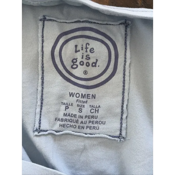 Life is Good Harmony Bird Graphic Tee Womens S Blue Pima Cotton Short Sleeve - Image 4