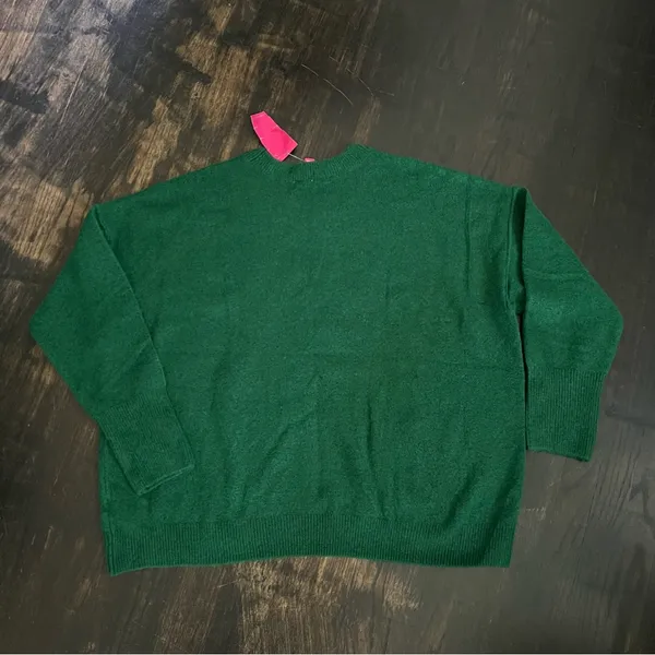 New Women's Vince Camuto Green Cozy Crewneck Exposed Seam Long Sleeve Sweater XL - Image 3