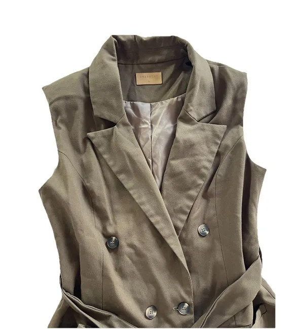 Crescent Sleeveless Vest Blazer Dress M Brown Twee Preppy - Image 6