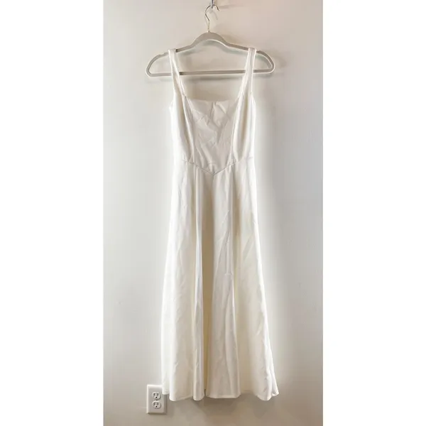 Halara Sleeveless Square Neck Side Pocket Corset Maxi Dress Frost White Small - Image 4