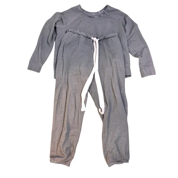 Plain Jane Women Sage Green Striped Modal Fleece Lounge Set Top & Joggers Small - Image 2