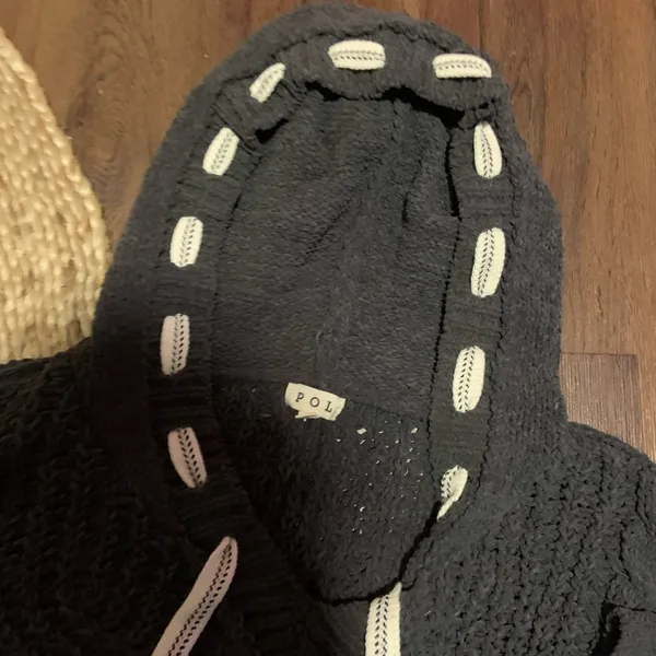 POL Cable Knit Hooded Chenille Sweater L winter boho casual $88 Fp classic fall - Image 8
