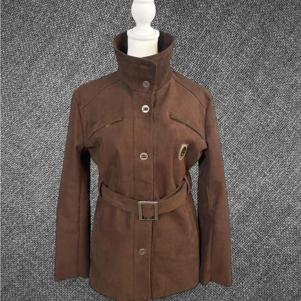 Brown Suede Belted Emporio Jacket Size M - Image 3