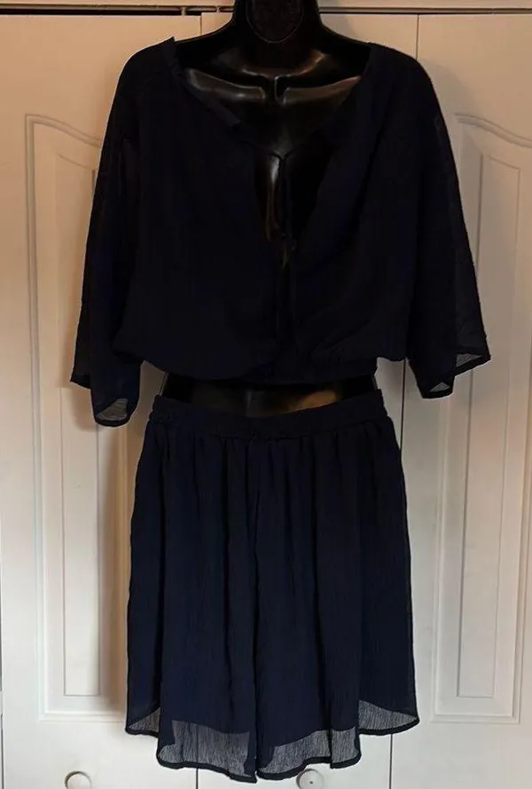 Two-Piece Set Navy Blue Women Size Medium NWOT - Image 2