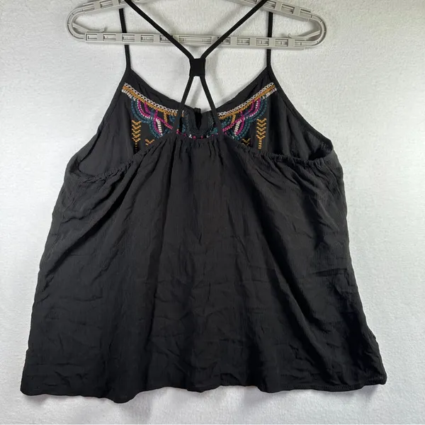 Maurices Tank Top Womens L Black Rayon Embroidered Lightweight Boho Flowy New - Image 4