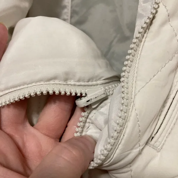 *Columbia Off White Mock Neck Quilted Large Long Sleeve Puffer Jacket #HC - Image 9