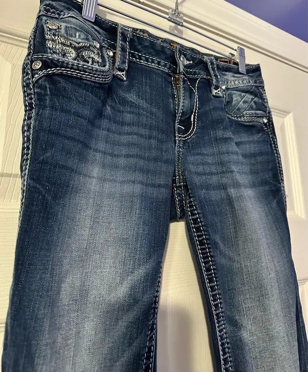 Rock Revival Bliss Dark Indigo Bootcut Jeans are a size 27. - Image 3