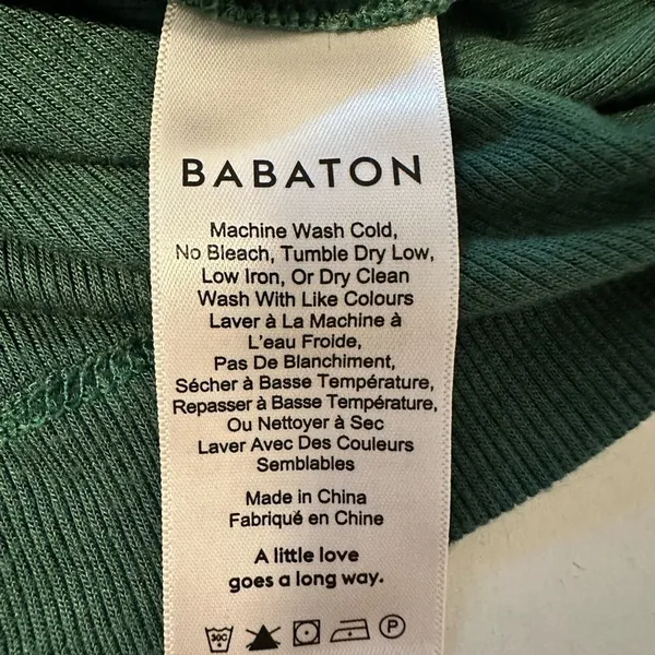 Babaton Aritzia Womens Small Forest Green Ribbed Long Sleeve Crew Neck Top - Image 4