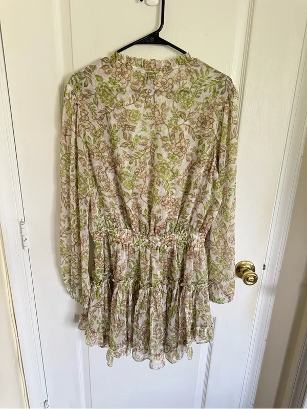 MisA Los Angeles Floral Mini Dress in Green Goddess - Image 7
