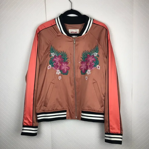 Mossimo Quilted Tropical Satin Bomber Jacket XS NWT - Image 2