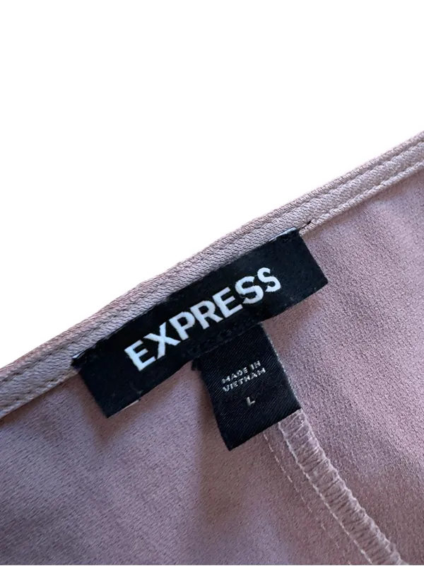 Express Satin Blouse Womens L Dusty Rose Dolman Sleeve Smocked Waist Party Top - Image 8