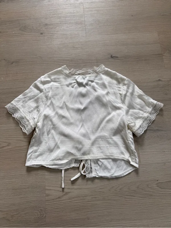 Polly white satin tie-front crop top coquette romantic Y2K fairycore style - Image 3
