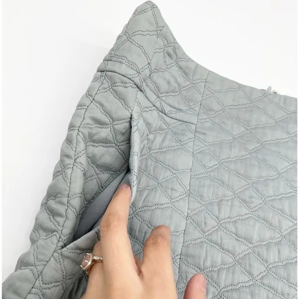 Thyskens Theory Seedo Quilted Skirt A-line Ice Gray Blue‎ Preppy Minimal Women 6 - Image 6