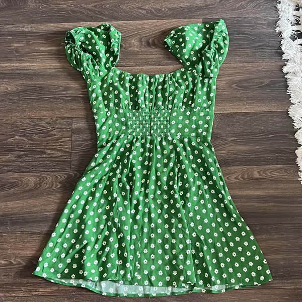 Reformation Green Floral Dress - Image 4