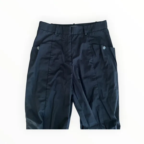 CO Black High Waist Patch Pocket Cotton Crop Pants Trousers Size 2 - Image 4