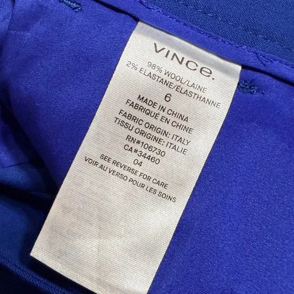 Vince Royal Blue Wide Leg Crop Wool Blend Trousers V535821601 Size 6 - Image 6