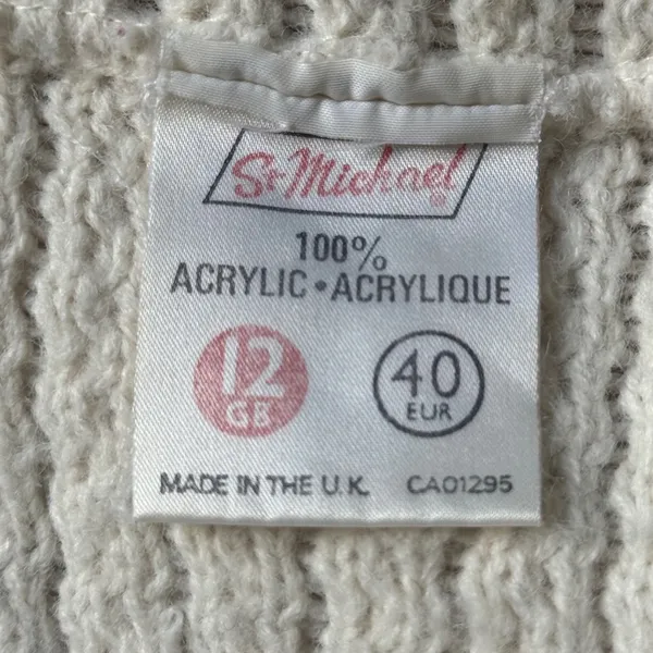 St Michael Vintage Cream Cable Knit Hooded Toggle Cardigan Sweater Cottagecore - Image 4