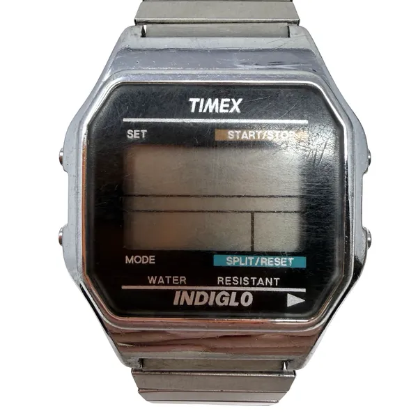 Vintage Timex Indiglo Digital Watch Stainless Steel Expansion Band Untested - Image 3